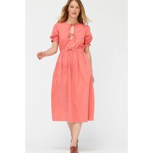 LACAUSA‎ Womens Primavera Dress Keyhole Tie Front Ruffle Puff Sleeve Pink Small